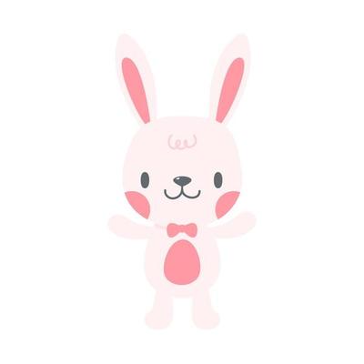 A little rabbit emerges from the hole. cartoon decorative card for children