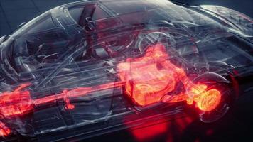 coche transparente con motor en laboratorio video