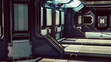 realistic futuristic sci-fi spaceship corridor video
