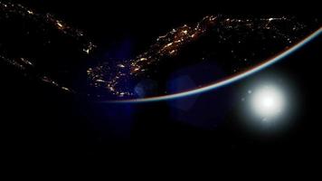 espaço, sol e planeta terra à noite video