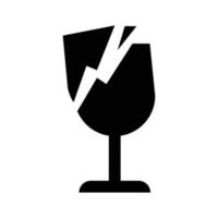 broken wine glass symbol, simple design black icon on white background vector