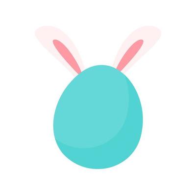 A little bunny pops out of a colorful Easter egg. cartoon decorative card for children