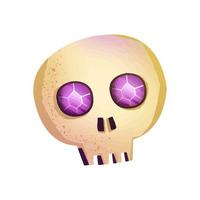 Skull with crystal eyes. Wizard, witch magic element. Pirate theme, treasure. Casual video game icon design. vector