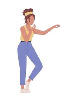 Young lady in casual clothing semi flat color vector character