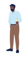 Modest guy at party semi flat color vector character