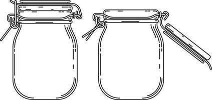 Ilustración de vector de arte de línea de tarro de vidrio dibujado a mano