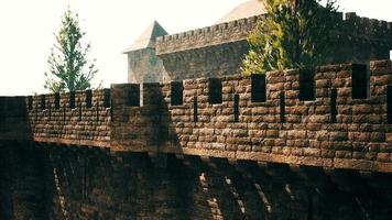 old castle walls at the sunset video