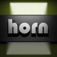 horn word of iron on carbon photo