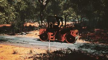 road roller tractor in the forest