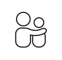 Vector simple icon Father hugging son. Happy father day isolated illustration friendship logo. Concept fatherhood families with children