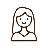Smiling woman or girl. symbol line icon. Stroke graphics Pictogram for web design. Quality outline vector symbol concept. Premium mono linear beautiful simple concise logo
