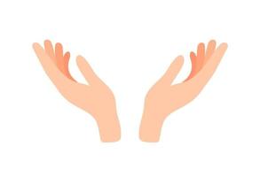 Facing up womans hands vector illustration isolated on white background. Support, peace, care hand gesture icon. Female open palm up in getting or receiving something gesture, holding, showing