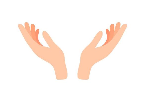 Facing up womans hands vector illustration isolated on white background. Support, peace, care hand gesture icon. Female open palm up in getting or receiving something gesture, holding, showing