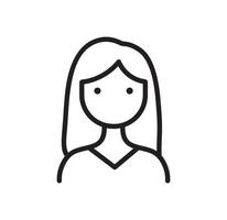 mujer o niña. icono de línea de símbolo. pictograma de gráficos de trazo para diseño web. concepto de símbolo de vector de contorno de calidad. logotipo conciso simple hermoso mono lineal premium