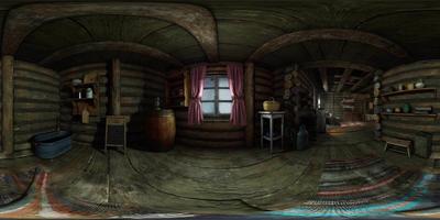 VR360 view of old log home interior video