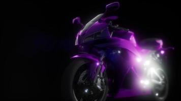 moto sport bike in dark studio with bright lights video