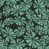 Fan palm leaves seamless pattern on. Vintage foliage of palmetto in engraving style. vector