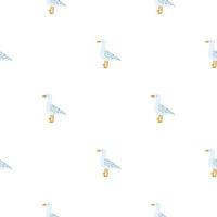 Seagulls standing seamless pattern. Background of sea birds. vector