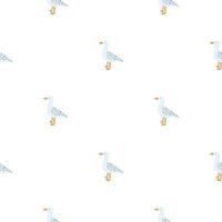 Seagulls standing seamless pattern. Background of sea birds. vector