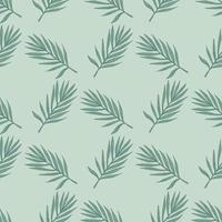 Palm leaves seamless pattern. Tropical branch in engraving style.