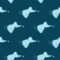 Cute elephant with butterfly seamless pattern. Funny childish tracery in doodle style. vector