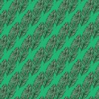 Palm leaves seamless pattern. Tropical branch in engraving style. vector