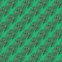 Palm leaves seamless pattern. Tropical branch in engraving style. vector