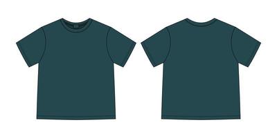 Camiseta unisex con dibujo técnico de prendas de vestir. plantilla de diseño de camiseta. vector