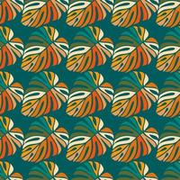 Tropical leaves seamless pattern. Monstera leaf background. vector