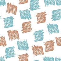 Brushstrokes and thin stripes seamless pattern. Cross Hatching endless background. Grunge backdrop. vector