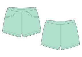 Technical sketch sleep shorts pants design template vector