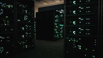 modern server room with supercomputers light video