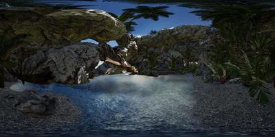 VR 360 cave paradise blue sea and sky. paradise on beach tropical island video