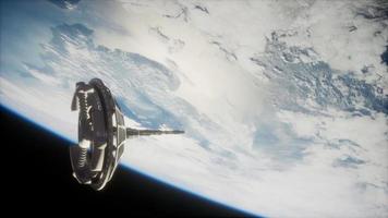 futuristic Space satellite orbiting the earth video