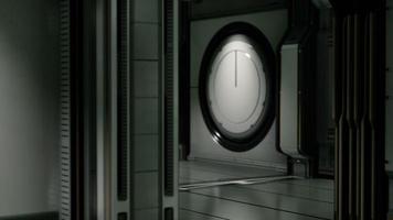 Clean sterile futuristic science fiction interior of a laboratory or spaceship