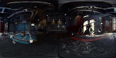 vr360 vista de baño público abandonado video