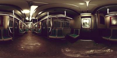 VR360 old underground subway metro wagon video