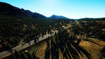 aerial view of mountain road and forest video