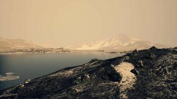 coastline of Antarctica with stones and ice video