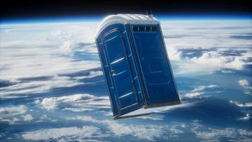 Portable street WC toilet cabin on Earth orbit video