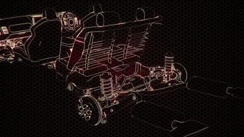 holografische animatie van 3D wireframe automodel met motor video