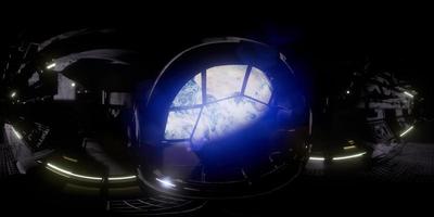 VR-360-Kamera, die sich in einem Raumschifftunnel bewegt video