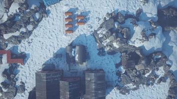 arial view of antarctic base and scientific research station video