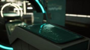 futuristische sci-fi-mri-scanner medizinische geräte im krankenhaus