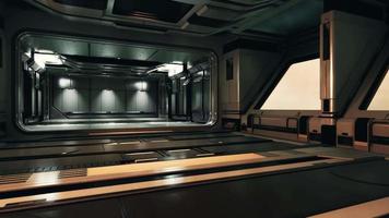 corredor de nave espacial de ficção científica futurista realista video