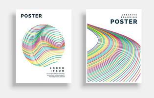 colorful wavy lines cover flyer poster designs set vector