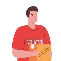 volunteer man with donate box vector design