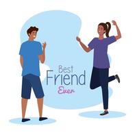 woman and man cartoons smiling of best friend ever vector design