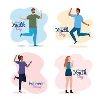 Women and men cartoons smiling of happy youth day vector design