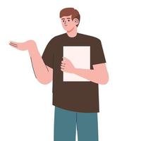 man pointing with document vector